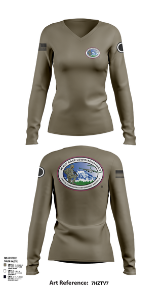 Womens Long Sleeve Vneck Shirt, HHC, GARRISON, Army, Teamtime, Team time, sublimation, custom sports apparel, team uniforms, spirit wear, spiritwear, sports uniforms, custom shirts, team store, custom team store, fundraiser sports, apparel fundraiser