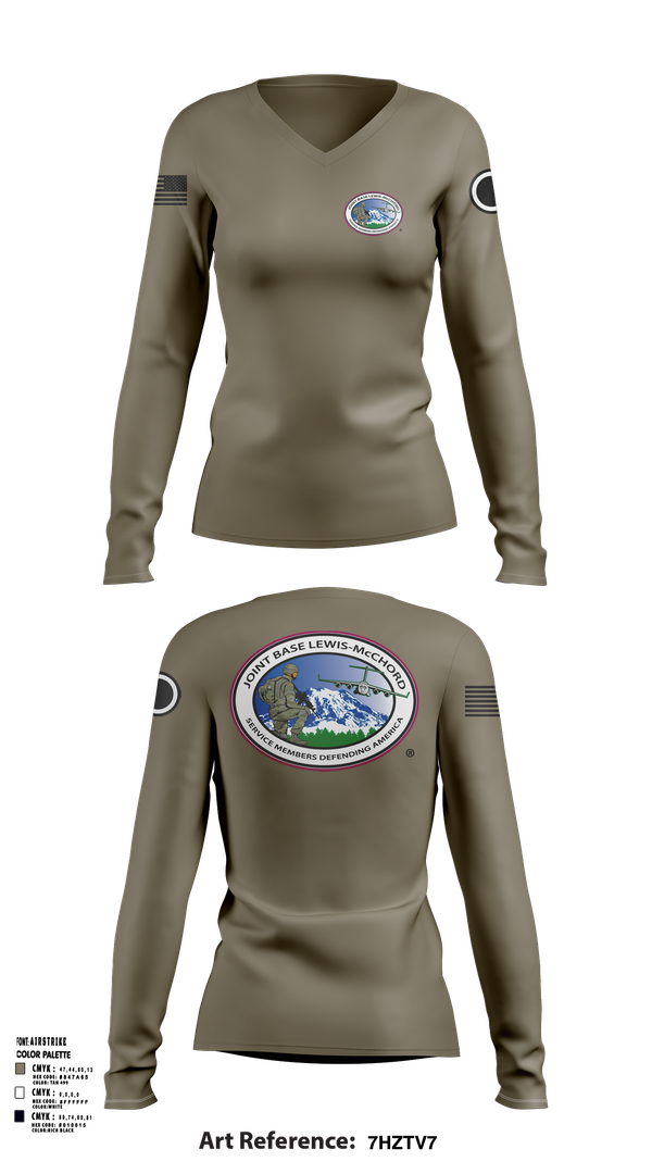 Womens Long Sleeve Vneck Shirt, HHC, GARRISON, Army, Teamtime, Team time, sublimation, custom sports apparel, team uniforms, spirit wear, spiritwear, sports uniforms, custom shirts, team store, custom team store, fundraiser sports, apparel fundraiser