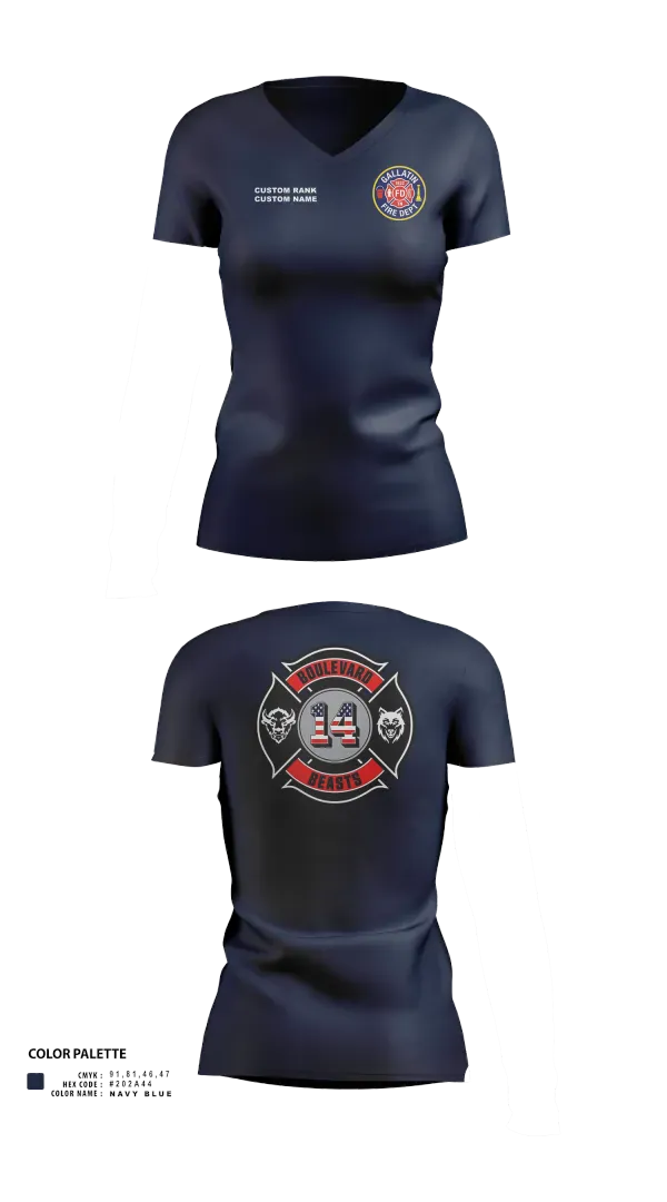 Womens Short Sleeve Vneck Shirt, Gallatin Fire Department Station 4, Fire Department, Teamtime, Team time, sublimation, custom sports apparel, team uniforms, spirit wear, spiritwear, sports uniforms, custom shirts, team store, custom team store, fundraiser sports, apparel fundraiser