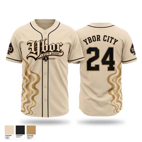 Full Button Baseball Jersey, Ybor City Aces, Baseball, Teamtime, Team time, sublimation, custom sports apparel, team uniforms, spirit wear, spiritwear, sports uniforms, custom shirts, team store, custom team store, fundraiser sports, apparel fundraiser