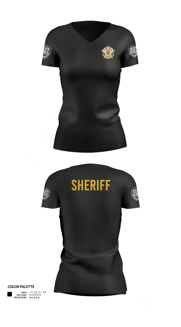 Womens Short Sleeve Vneck Shirt, Pecos County Sheriff’s Office, Police, Teamtime, Team time, sublimation, custom sports apparel, team uniforms, spirit wear, spiritwear, sports uniforms, custom shirts, team store, custom team store, fundraiser sports, apparel fundraiser