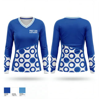 Womens Long Sleeve Vneck Shirt, Post 220 Blue Raiders, Baseball, Teamtime, Team time, sublimation, custom sports apparel, team uniforms, spirit wear, spiritwear, sports uniforms, custom shirts, team store, custom team store, fundraiser sports, apparel fundraiser