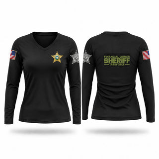 Womens Long Sleeve Vneck Shirt, Financial Crimes, Police, Teamtime, Team time, sublimation, custom sports apparel, team uniforms, spirit wear, spiritwear, sports uniforms, custom shirts, team store, custom team store, fundraiser sports, apparel fundraiser