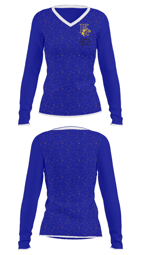 Women's Long Sleeve Vneck Shirt, Kemper County High School, Spirit Store, Teamtime, Team time, sublimation, custom sports apparel, team uniforms, spirit wear, spiritwear, sports uniforms, custom shirts, team store, custom team store, fundraiser sports, apparel fundraiser