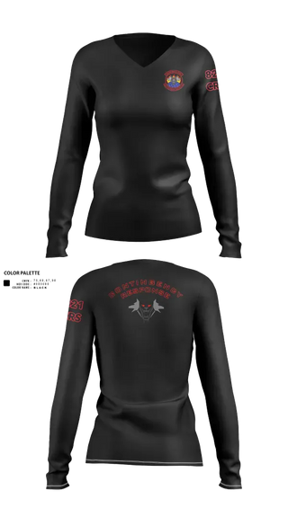 Womens Long Sleeve Vneck Shirt, 821 CRS, Air Force, Teamtime, Team time, sublimation, custom sports apparel, team uniforms, spirit wear, spiritwear, sports uniforms, custom shirts, team store, custom team store, fundraiser sports, apparel fundraiser