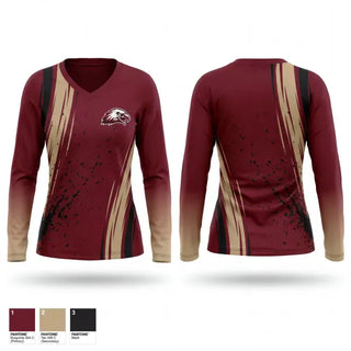 Womens Long Sleeve Vneck Shirt, Marín Eagles, Women's Basketball, Teamtime, Team time, sublimation, custom sports apparel, team uniforms, spirit wear, spiritwear, sports uniforms, custom shirts, team store, custom team store, fundraiser sports, apparel fundraiser