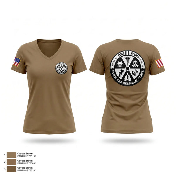 Womens Short Sleeve Vneck Shirt, Region III Homeland Response Force, National Guard, Teamtime, Team time, sublimation, custom sports apparel, team uniforms, spirit wear, spiritwear, sports uniforms, custom shirts, team store, custom team store, fundraiser sports, apparel fundraiser