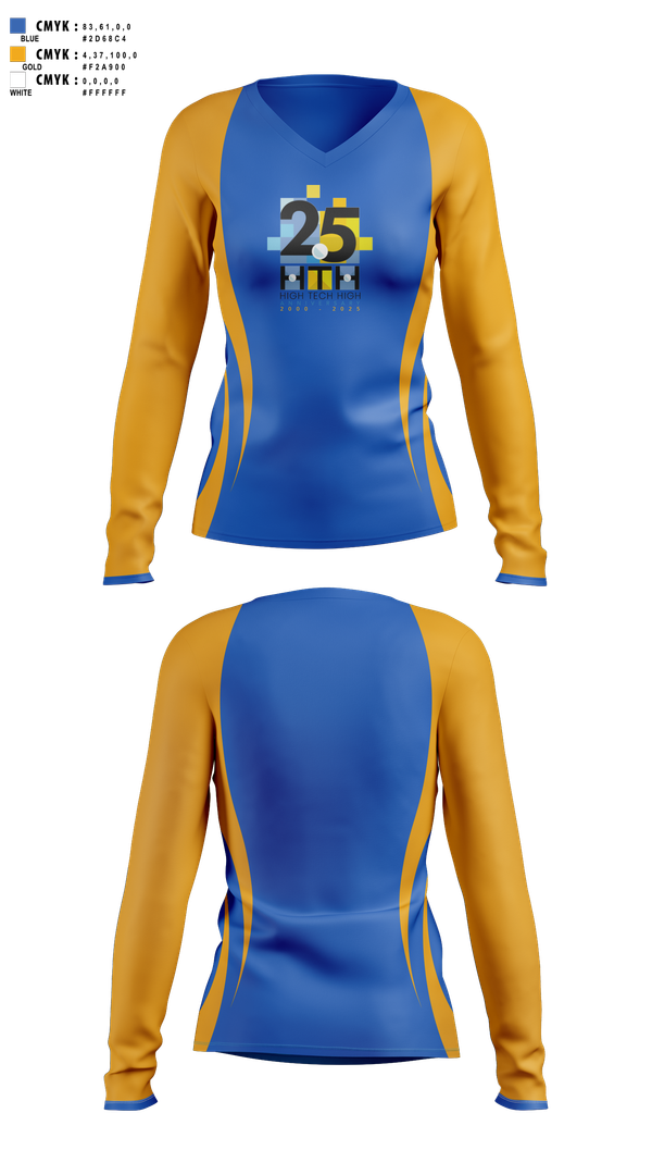 Womens Long Sleeve Vneck Shirt, High Tech High - Chula Vista Tennis, Tennis, Teamtime, Team time, sublimation, custom sports apparel, team uniforms, spirit wear, spiritwear, sports uniforms, custom shirts, team store, custom team store, fundraiser sports, apparel fundraiser