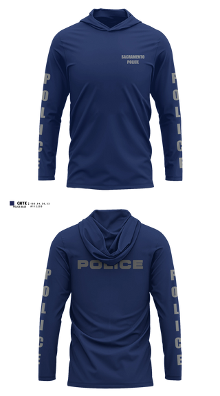 Long Sleeve hooded sunshirt, Sacramento Police Marine Unit, Police, Teamtime, Team time, sublimation, custom sports apparel, team uniforms, spirit wear, spiritwear, sports uniforms, custom shirts, team store, custom team store, fundraiser sports, apparel fundraiser