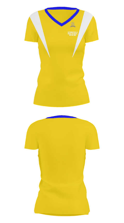 Women's Short Sleeve Vneck Shirt, Springfield High School Bowling, Bowling, Teamtime, Team time, sublimation, custom sports apparel, team uniforms, spirit wear, spiritwear, sports uniforms, custom shirts, team store, custom team store, fundraiser sports, apparel fundraiser