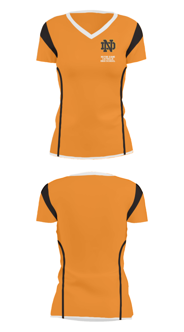 Women's Short Sleeve Vneck Shirt, Notre Dame Catholic High School, Spirit Store, Teamtime, Team time, sublimation, custom sports apparel, team uniforms, spirit wear, spiritwear, sports uniforms, custom shirts, team store, custom team store, fundraiser sports, apparel fundraiser