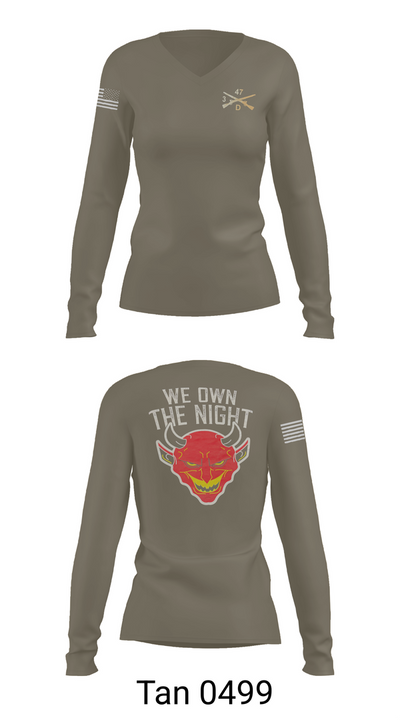 D Co 3-47 Cadre Women's Long Sleeve V-neck Shirt - 77