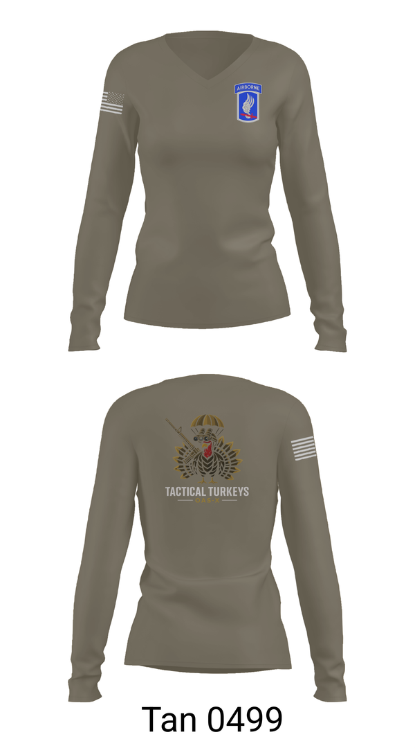 Womens Long Sleeve Vneck Shirt, OAS-X, Army, Teamtime, Team time, sublimation, custom sports apparel, team uniforms, spirit wear, spiritwear, sports uniforms, custom shirts, team store, custom team store, fundraiser sports, apparel fundraiser