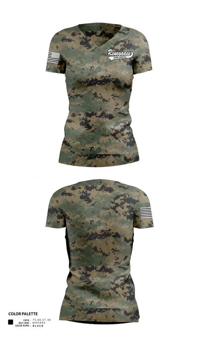 San Diego Renegades Women's Short Sleeve V-neck Shirt - 24