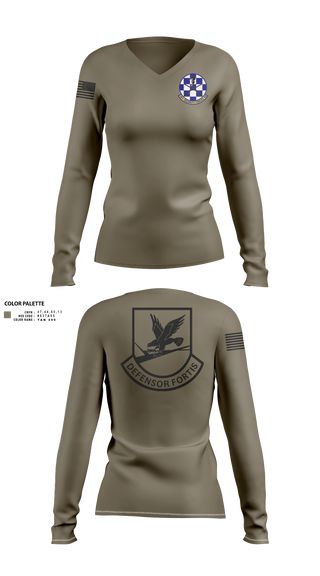 Womens Long Sleeve Vneck Shirt, 19th Security Forces Squadron, Air Force, Teamtime, Team time, sublimation, custom sports apparel, team uniforms, spirit wear, spiritwear, sports uniforms, custom shirts, team store, custom team store, fundraiser sports, apparel fundraiser