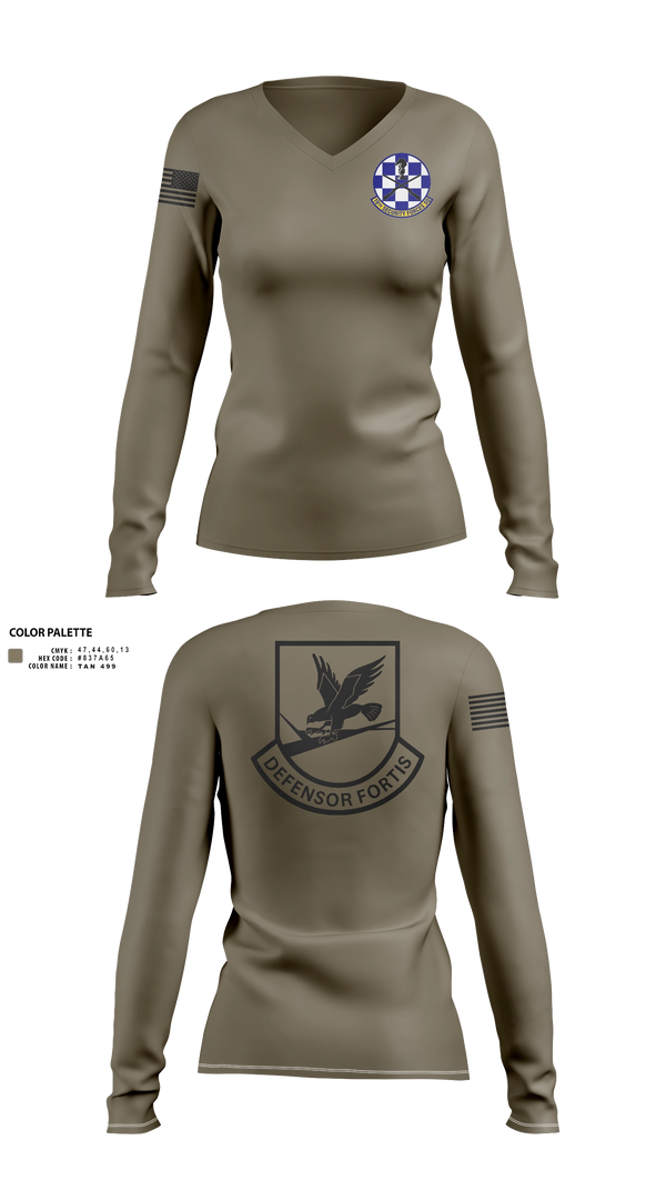 Womens Long Sleeve Vneck Shirt, 19th Security Forces Squadron, Air Force, Teamtime, Team time, sublimation, custom sports apparel, team uniforms, spirit wear, spiritwear, sports uniforms, custom shirts, team store, custom team store, fundraiser sports, apparel fundraiser