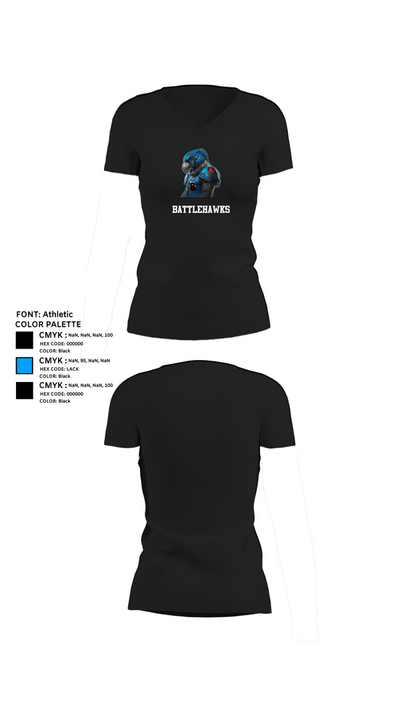Battlehawks 56996020 Women's Short Sleeve V-neck Shirt - 24