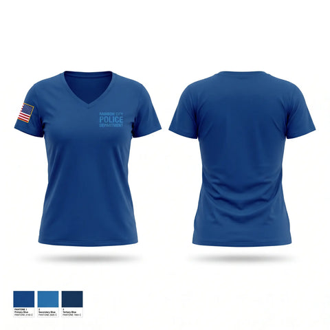Womens Short Sleeve Vneck Shirt, Rainbow City Police Department, Police, Teamtime, Team time, sublimation, custom sports apparel, team uniforms, spirit wear, spiritwear, sports uniforms, custom shirts, team store, custom team store, fundraiser sports, apparel fundraiser