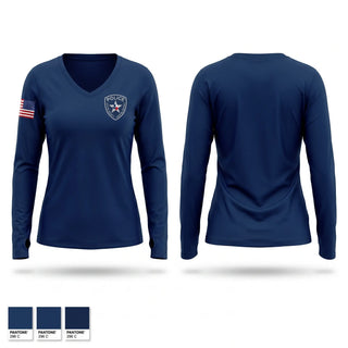 Womens Long Sleeve Vneck Shirt, Ector County Hospital District Police Department, Police, Teamtime, Team time, sublimation, custom sports apparel, team uniforms, spirit wear, spiritwear, sports uniforms, custom shirts, team store, custom team store, fundraiser sports, apparel fundraiser