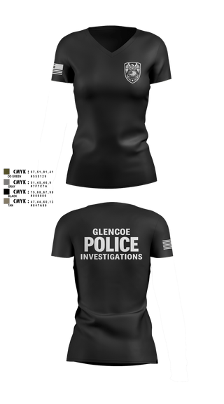 Womens Short Sleeve Vneck Shirt, Glencoe Investigations, Police, Teamtime, Team time, sublimation, custom sports apparel, team uniforms, spirit wear, spiritwear, sports uniforms, custom shirts, team store, custom team store, fundraiser sports, apparel fundraiser