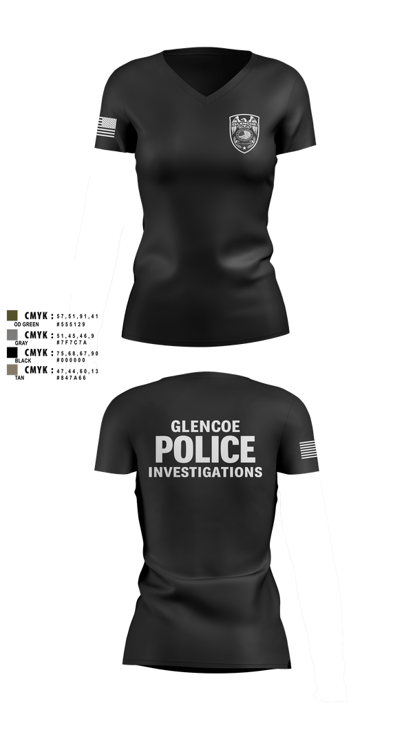 Womens Short Sleeve Vneck Shirt, Glencoe Investigations, Police, Teamtime, Team time, sublimation, custom sports apparel, team uniforms, spirit wear, spiritwear, sports uniforms, custom shirts, team store, custom team store, fundraiser sports, apparel fundraiser