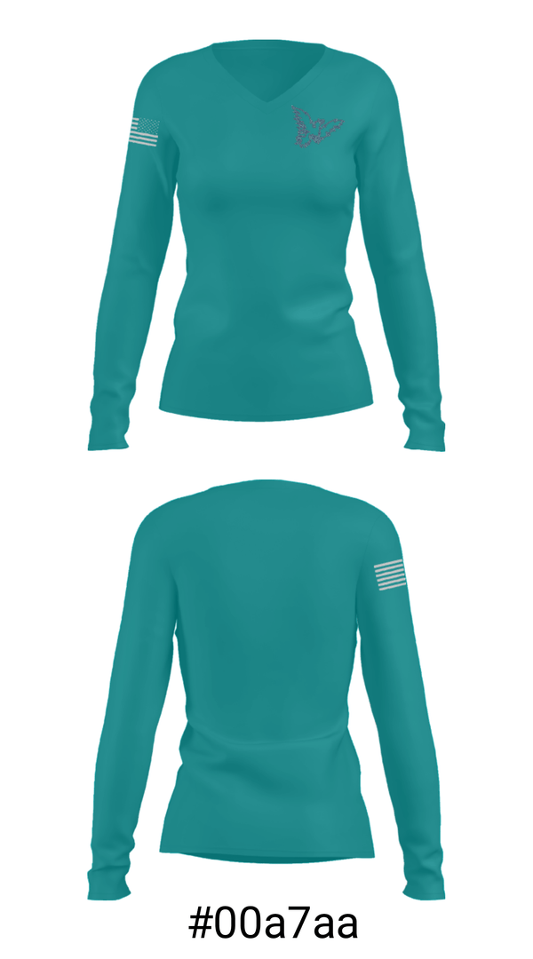 Women's Long Sleeve Vneck Shirt, Justice High Charter School, Spirit Store, Teamtime, Team time, sublimation, custom sports apparel, team uniforms, spirit wear, spiritwear, sports uniforms, custom shirts, team store, custom team store, fundraiser sports, apparel fundraiser