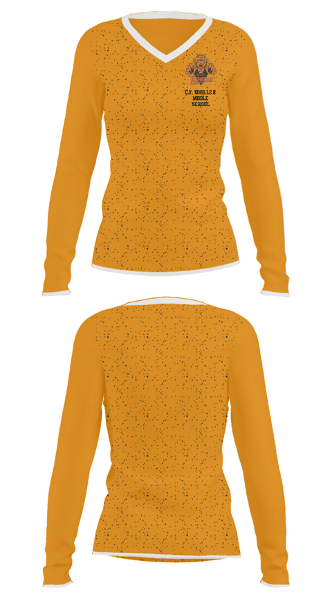 Women's Long Sleeve Vneck Shirt, C.V. Koogler Middle School, Spirit Store, Teamtime, Team time, sublimation, custom sports apparel, team uniforms, spirit wear, spiritwear, sports uniforms, custom shirts, team store, custom team store, fundraiser sports, apparel fundraiser