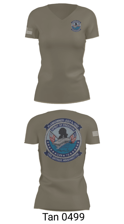USS GEORGE WASHINGTON CVN-73 87107086 Women's Short Sleeve V-neck Shirt - 36