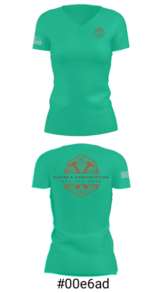 Women's Short Sleeve Vneck Shirt, Rivera's Construction, , Teamtime, Team time, sublimation, custom sports apparel, team uniforms, spirit wear, spiritwear, sports uniforms, custom shirts, team store, custom team store, fundraiser sports, apparel fundraiser