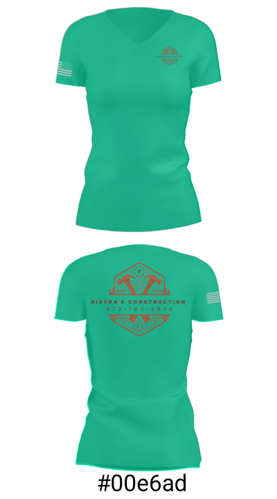 Rivera's Construction 31728609 Women's Short Sleeve V-neck Shirt - 21