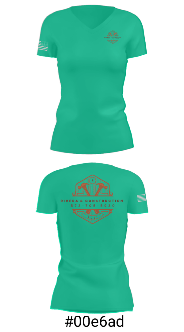Women's Short Sleeve Vneck Shirt, Rivera's Construction, , Teamtime, Team time, sublimation, custom sports apparel, team uniforms, spirit wear, spiritwear, sports uniforms, custom shirts, team store, custom team store, fundraiser sports, apparel fundraiser