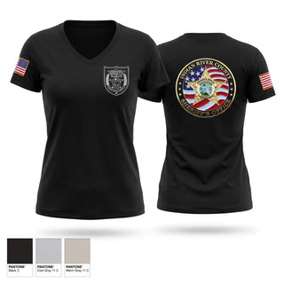 Womens Short Sleeve Vneck Shirt, Indian River County Sheriff’s Office Corrections, Police, Teamtime, Team time, sublimation, custom sports apparel, team uniforms, spirit wear, spiritwear, sports uniforms, custom shirts, team store, custom team store, fundraiser sports, apparel fundraiser