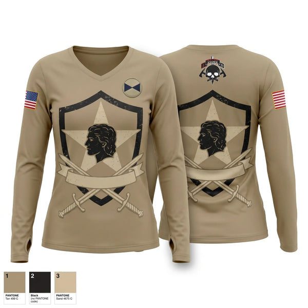 Womens Long Sleeve Vneck Shirt, Renegades, Army, Teamtime, Team time, sublimation, custom sports apparel, team uniforms, spirit wear, spiritwear, sports uniforms, custom shirts, team store, custom team store, fundraiser sports, apparel fundraiser