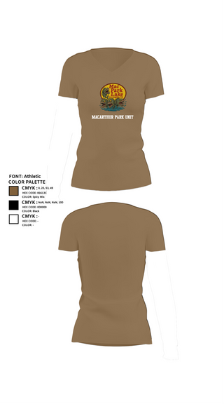 Womens Short Sleeve Vneck Shirt, MACARTHUR PARK UNIT, , Teamtime, Team time, sublimation, custom sports apparel, team uniforms, spirit wear, spiritwear, sports uniforms, custom shirts, team store, custom team store, fundraiser sports, apparel fundraiser