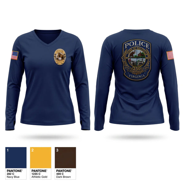 Womens Long Sleeve Vneck Shirt, Saltville Police Department, Police, Teamtime, Team time, sublimation, custom sports apparel, team uniforms, spirit wear, spiritwear, sports uniforms, custom shirts, team store, custom team store, fundraiser sports, apparel fundraiser