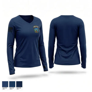 Womens Long Sleeve Vneck Shirt, Franklin Township Police Department, Police, Teamtime, Team time, sublimation, custom sports apparel, team uniforms, spirit wear, spiritwear, sports uniforms, custom shirts, team store, custom team store, fundraiser sports, apparel fundraiser