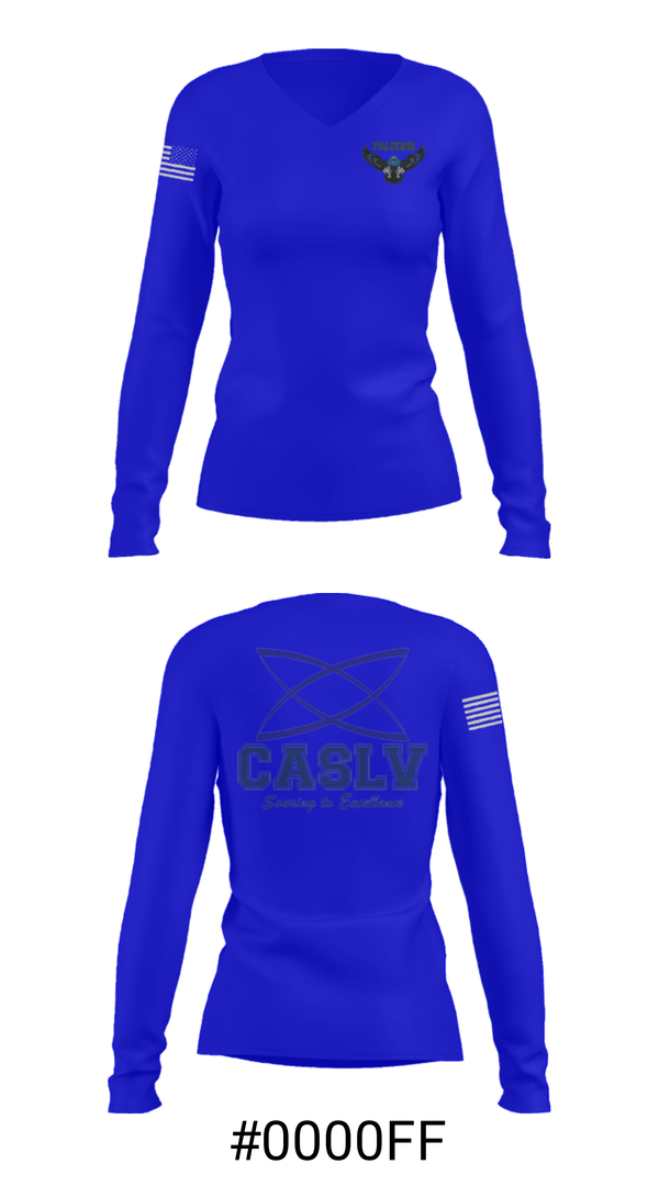 Women's Long Sleeve Vneck Shirt, Coral Academy Of Science Las Vegas Centennial Hills, Spirit Store, Teamtime, Team time, sublimation, custom sports apparel, team uniforms, spirit wear, spiritwear, sports uniforms, custom shirts, team store, custom team store, fundraiser sports, apparel fundraiser