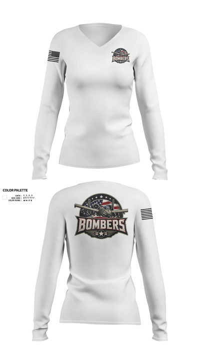 Bombers Women's Long Sleeve V-neck Shirt - 22