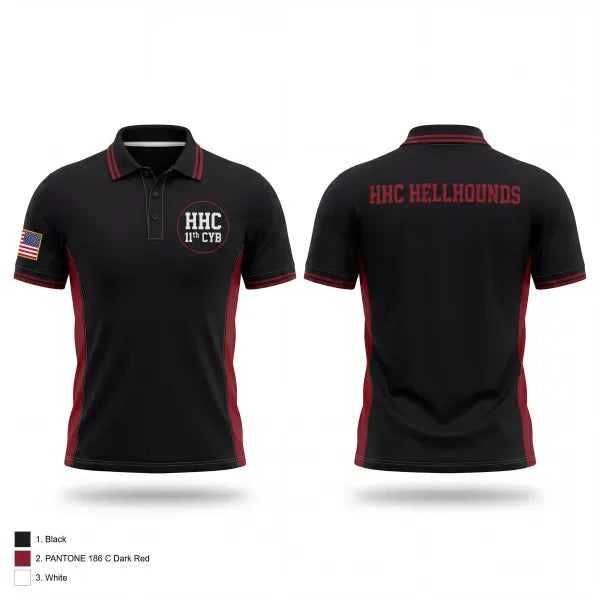 Short Sleeve Performance Polo, HHC, 11th CYB, Army, Teamtime, Team time, sublimation, custom sports apparel, team uniforms, spirit wear, spiritwear, sports uniforms, custom shirts, team store, custom team store, fundraiser sports, apparel fundraiser