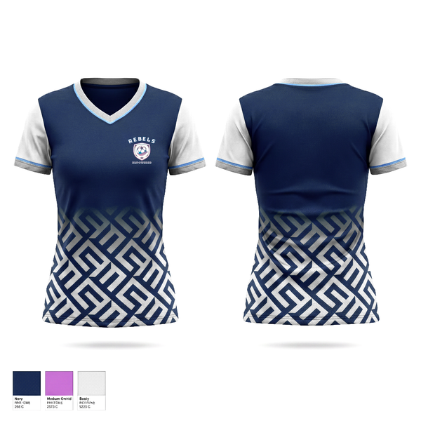 Womens Short Sleeve Vneck Shirt, Rebels, Women's Soccer, Teamtime, Team time, sublimation, custom sports apparel, team uniforms, spirit wear, spiritwear, sports uniforms, custom shirts, team store, custom team store, fundraiser sports, apparel fundraiser