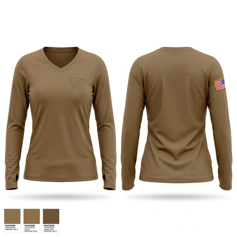 Womens Long Sleeve Vneck Shirt, 578th FSC, Army, Teamtime, Team time, sublimation, custom sports apparel, team uniforms, spirit wear, spiritwear, sports uniforms, custom shirts, team store, custom team store, fundraiser sports, apparel fundraiser