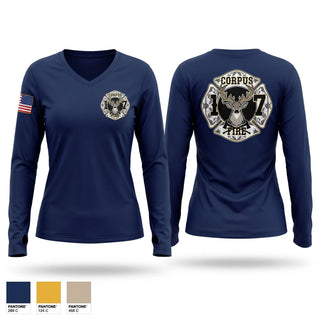 Womens Long Sleeve Vneck Shirt, STATION 17, Fire Department, Teamtime, Team time, sublimation, custom sports apparel, team uniforms, spirit wear, spiritwear, sports uniforms, custom shirts, team store, custom team store, fundraiser sports, apparel fundraiser