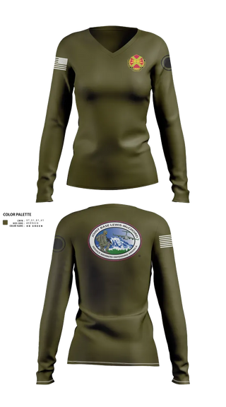 Womens Long Sleeve Vneck Shirt, JBLM GARRISON, Army, Teamtime, Team time, sublimation, custom sports apparel, team uniforms, spirit wear, spiritwear, sports uniforms, custom shirts, team store, custom team store, fundraiser sports, apparel fundraiser
