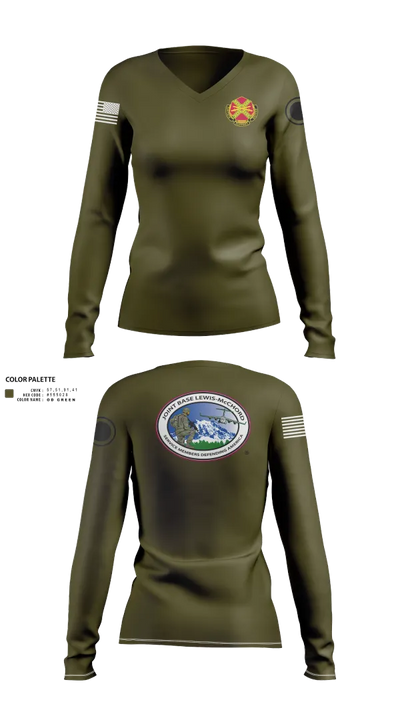 JBLM GARRISON 60276293 Women's Long Sleeve V-neck Shirt - 20