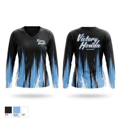Victory Honda AAA Hockey Women's Long Sleeve V-neck Shirt - 1