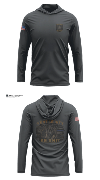 Long Sleeve Performance Shirt with hood, KCSO K9, Police, Teamtime, Team time, sublimation, custom sports apparel, team uniforms, spirit wear, spiritwear, sports uniforms, custom shirts, team store, custom team store, fundraiser sports, apparel fundraiser