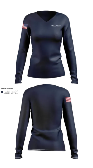 Womens Long Sleeve Vneck Shirt, Baptist EMS, EMS/EMT, Teamtime, Team time, sublimation, custom sports apparel, team uniforms, spirit wear, spiritwear, sports uniforms, custom shirts, team store, custom team store, fundraiser sports, apparel fundraiser