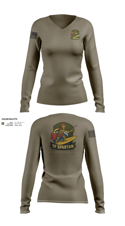Task Force Spartan 82789422 Women's Long Sleeve V-neck Shirt - 22