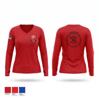 Womens Long Sleeve Vneck Shirt, VAQ-129, Navy, Teamtime, Team time, sublimation, custom sports apparel, team uniforms, spirit wear, spiritwear, sports uniforms, custom shirts, team store, custom team store, fundraiser sports, apparel fundraiser
