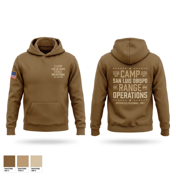 Hoodie, Camp San Luis Obispo Range Operations, Army, Teamtime, Team time, sublimation, custom sports apparel, team uniforms, spirit wear, spiritwear, sports uniforms, custom shirts, team store, custom team store, fundraiser sports, apparel fundraiser